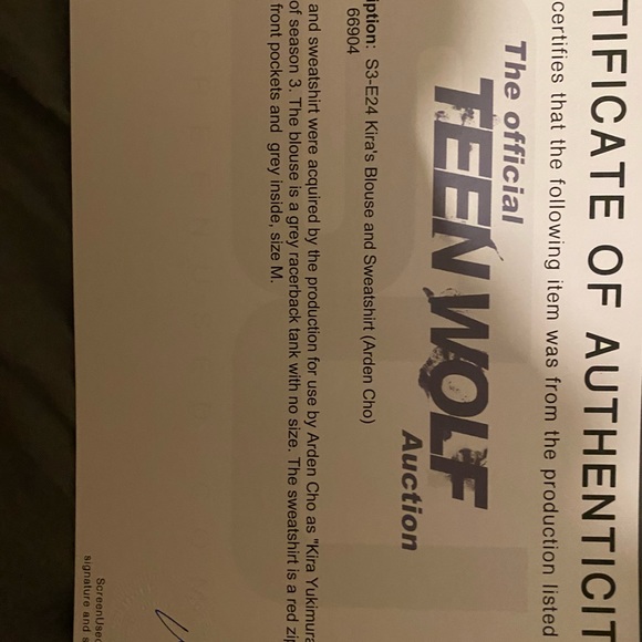 TEEN WOLF SCREEN USED SWEATER - Picture 7 of 7